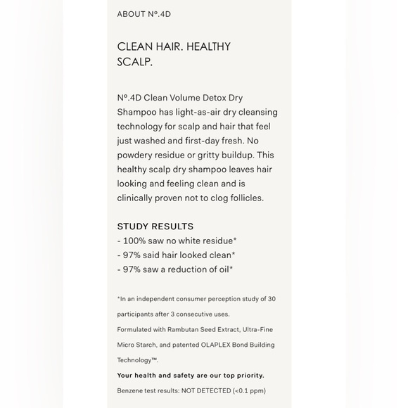 Nº.4D CLEAN VOLUME DETOX DRY SHAMPOO 250 ml Net 8.5 fl oz - Picture 16 of 17